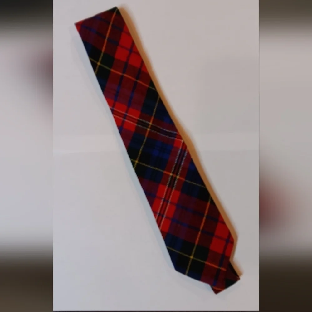 Meigel Wool Tie Made In Scotland Red, Blue, Yellow Plaid